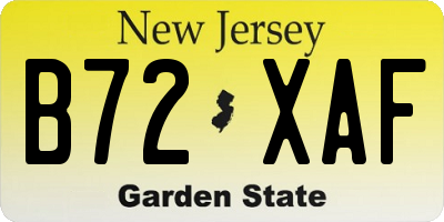 NJ license plate B72XAF