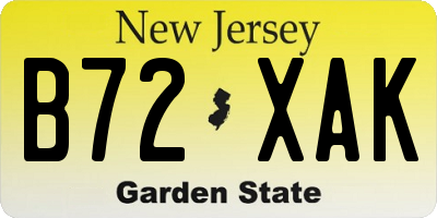 NJ license plate B72XAK