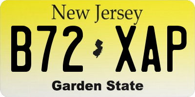 NJ license plate B72XAP