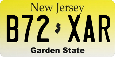 NJ license plate B72XAR