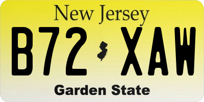 NJ license plate B72XAW
