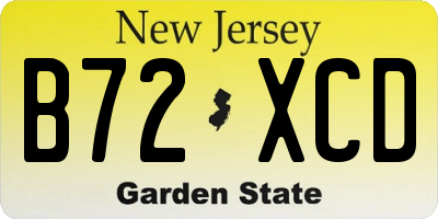 NJ license plate B72XCD