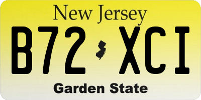 NJ license plate B72XCI