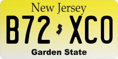 NJ license plate B72XCO
