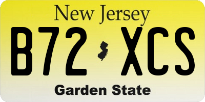 NJ license plate B72XCS