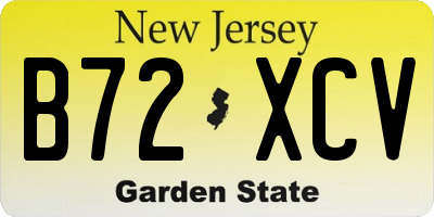 NJ license plate B72XCV