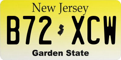 NJ license plate B72XCW