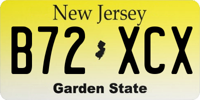 NJ license plate B72XCX