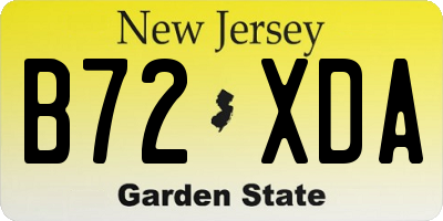 NJ license plate B72XDA