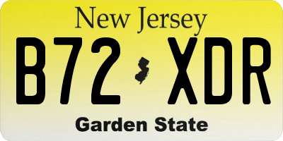 NJ license plate B72XDR