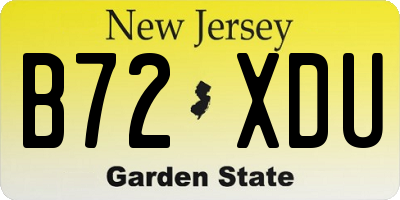 NJ license plate B72XDU