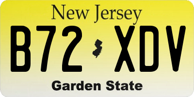 NJ license plate B72XDV
