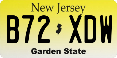 NJ license plate B72XDW