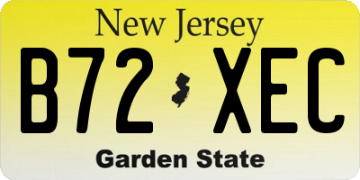 NJ license plate B72XEC