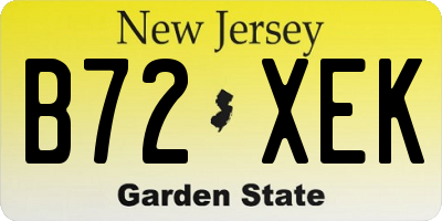 NJ license plate B72XEK