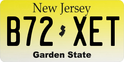 NJ license plate B72XET
