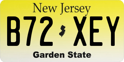 NJ license plate B72XEY