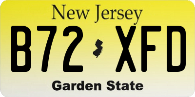 NJ license plate B72XFD