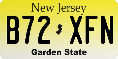 NJ license plate B72XFN