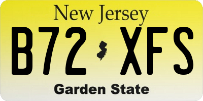 NJ license plate B72XFS