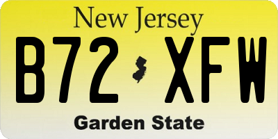 NJ license plate B72XFW