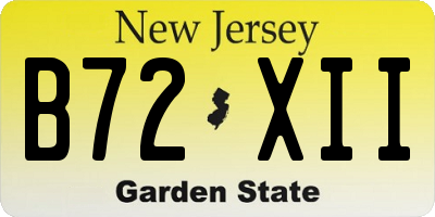 NJ license plate B72XII