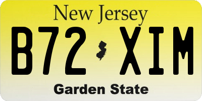 NJ license plate B72XIM