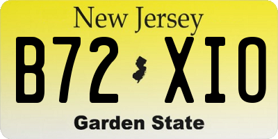 NJ license plate B72XIO