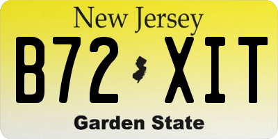 NJ license plate B72XIT