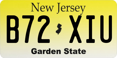 NJ license plate B72XIU