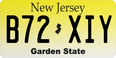NJ license plate B72XIY