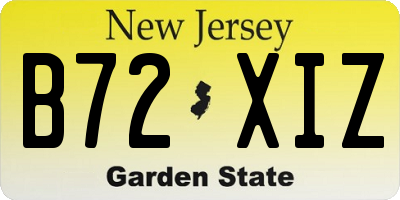 NJ license plate B72XIZ