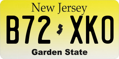 NJ license plate B72XKO