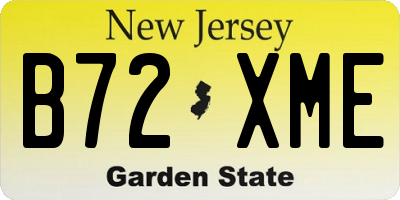 NJ license plate B72XME