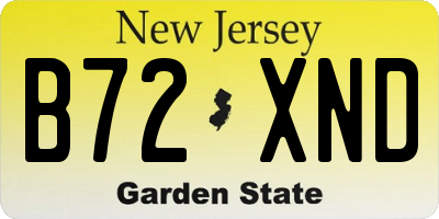 NJ license plate B72XND