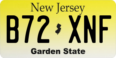 NJ license plate B72XNF