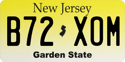 NJ license plate B72XOM