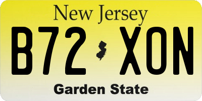 NJ license plate B72XON