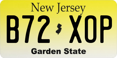 NJ license plate B72XOP