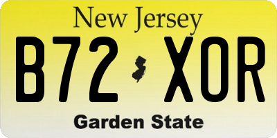 NJ license plate B72XOR