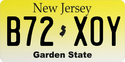 NJ license plate B72XOY