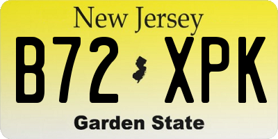 NJ license plate B72XPK