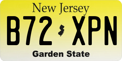 NJ license plate B72XPN