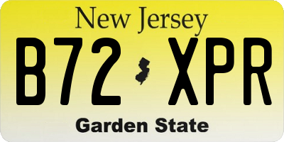 NJ license plate B72XPR