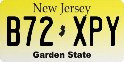 NJ license plate B72XPY