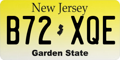 NJ license plate B72XQE