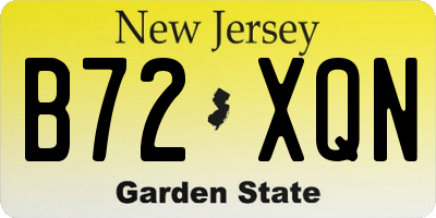 NJ license plate B72XQN