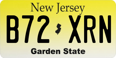 NJ license plate B72XRN