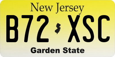 NJ license plate B72XSC