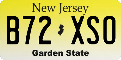 NJ license plate B72XSO